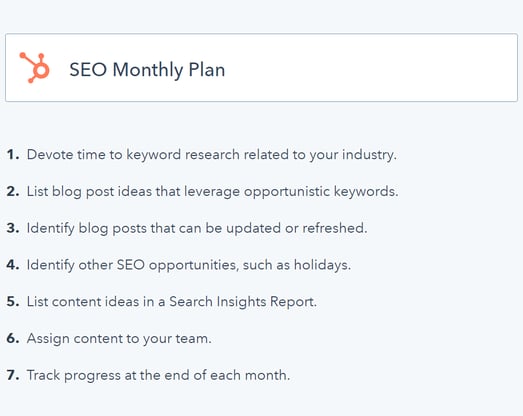 monthly content plan for seo