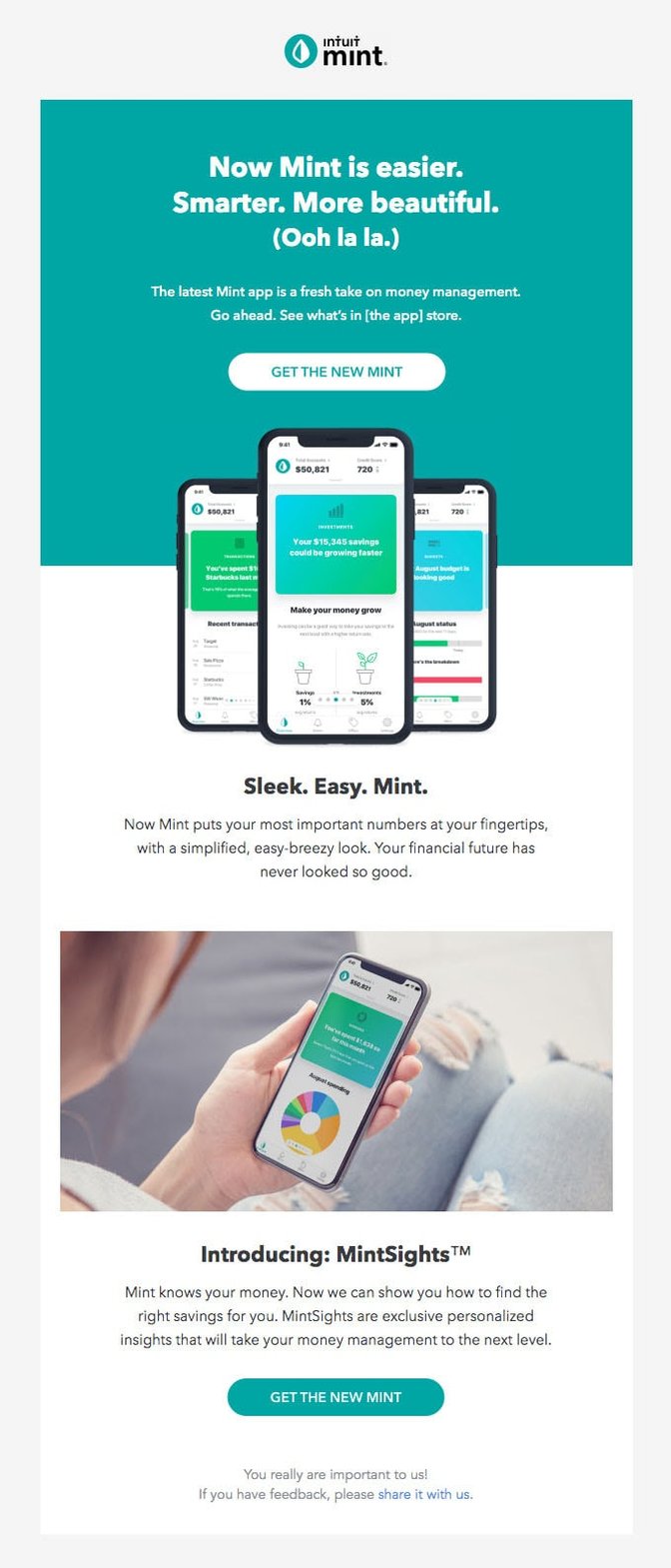 8 Product update email from Mint