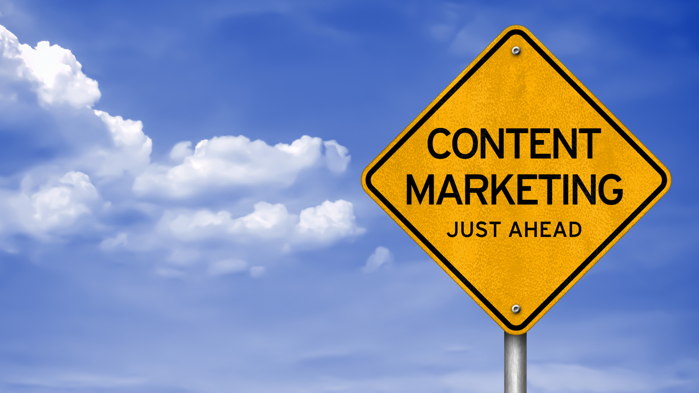 road sign that says content marketing ahead