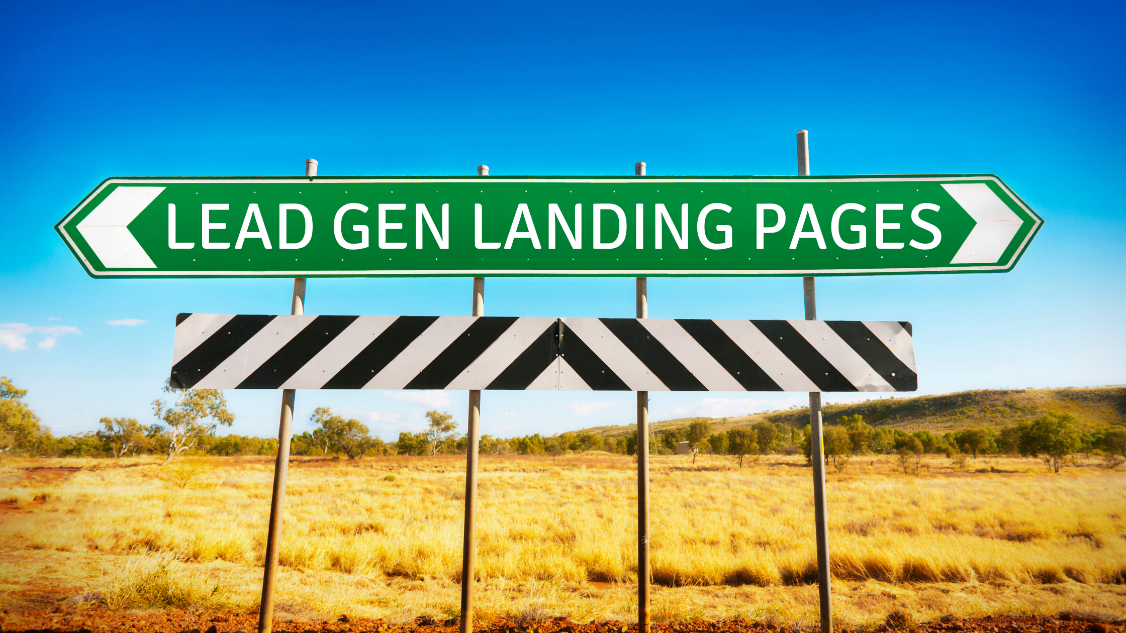 road sign saying lead gen landing pages