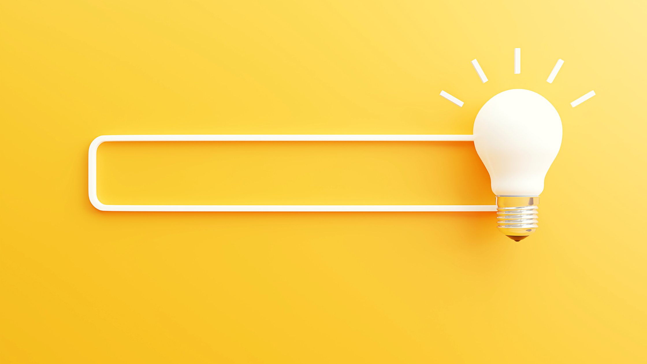 search bar and light bulb against yellow background