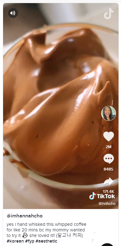 TikTok image showing whipped coffee trend