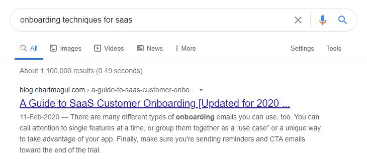 Google search keyword for SaaS onboarding techniques
