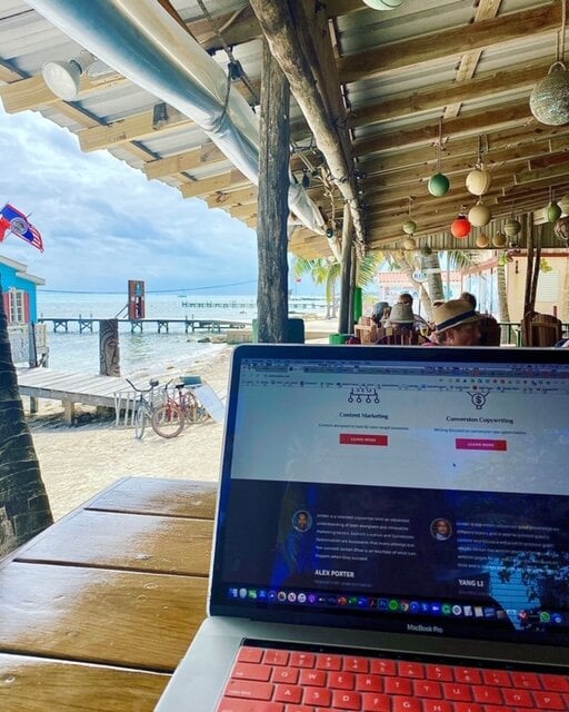 Working remote on Ambergris Caye, Belize